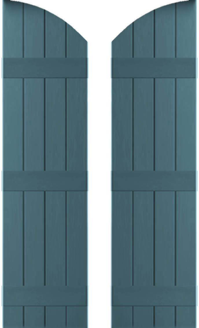 Coastal Blue arch top board and batten shutter