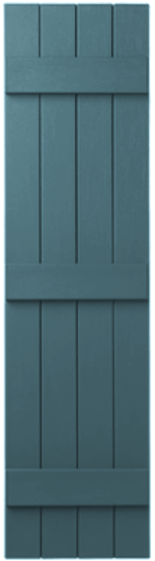 Coastal Blue vinyl board and batten exterior shutter