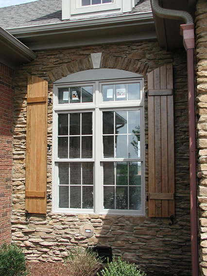 Arch Top Board and Batten Shutters - Stained