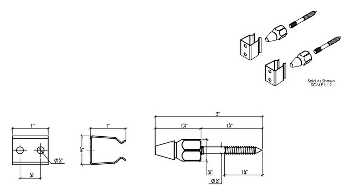 Dimension drawing of the Lynn Cove ESS58 stainless hidden stay