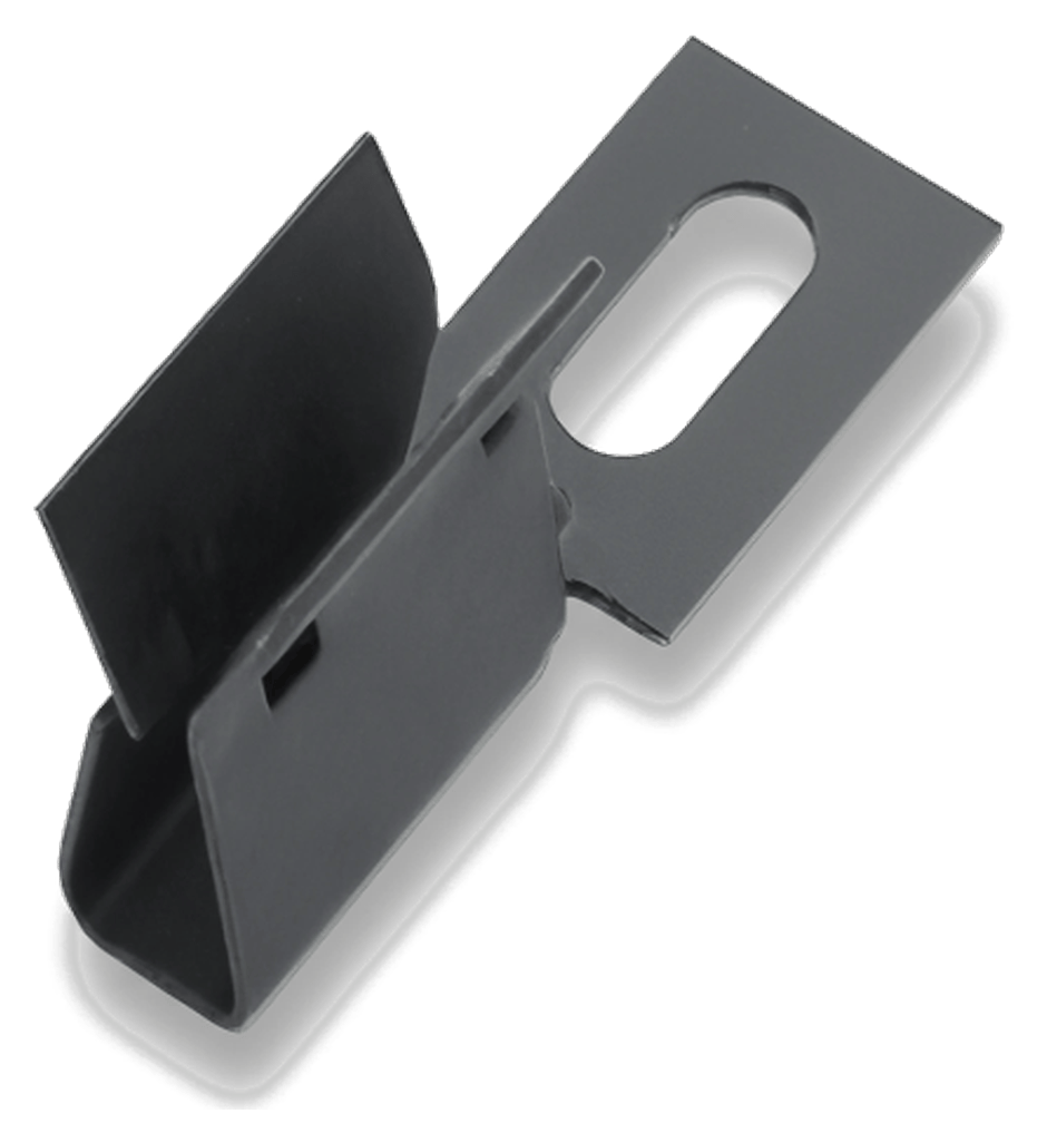 Mastic vinyl shutter mounting clip, black powder-coated spring steel