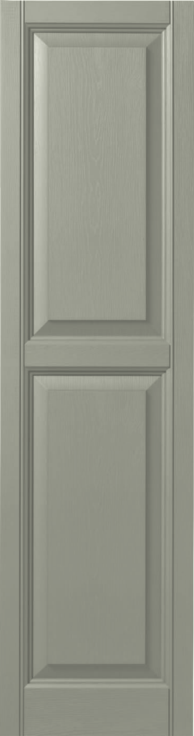 Evergreen Fog vinyl raised panel exterior shutter