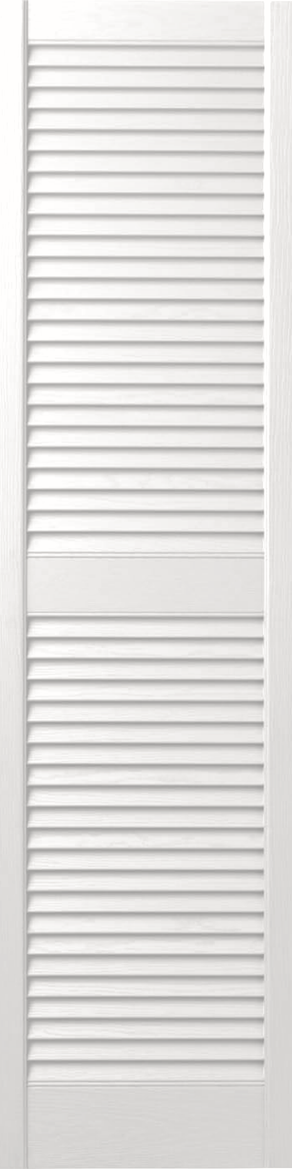 Standard vinyl louvered exterior shutters