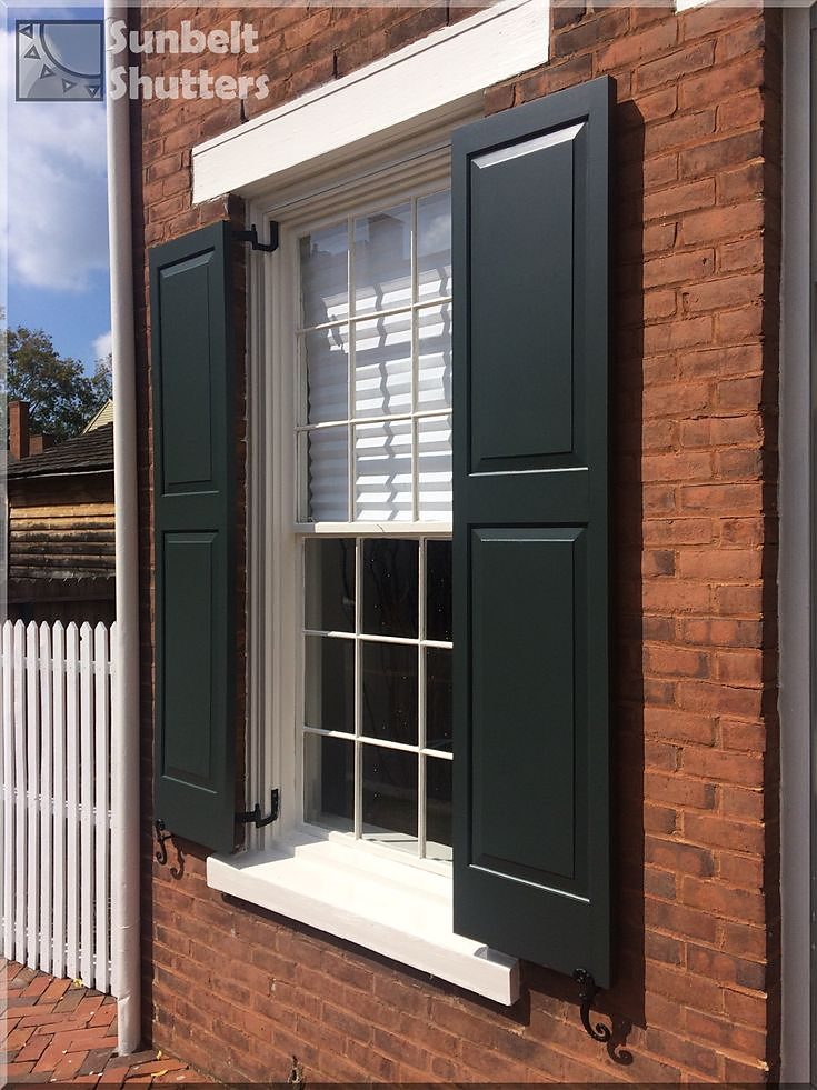 Colonial raised panel wood shutters